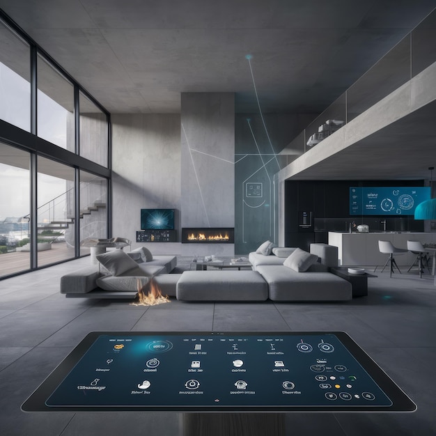 Smart home technology in a modern and technologically advanced living space