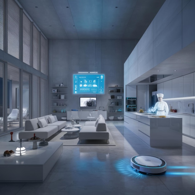 Smart home technology in a modern and technologically advanced living space