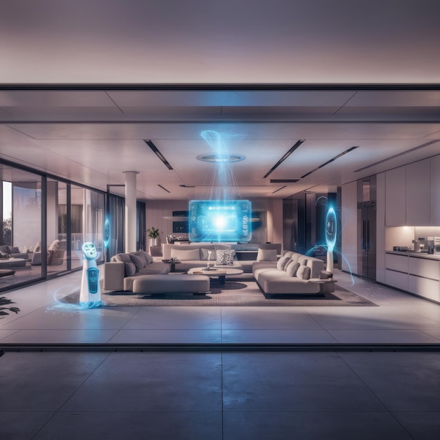 Smart home technology in a modern and technologically advanced living space