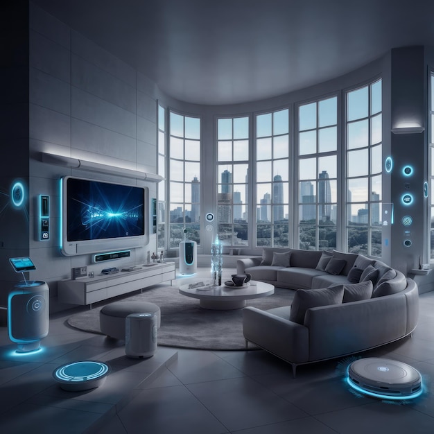 Smart home technology in a modern and technologically advanced living space