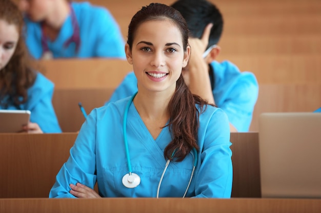 Smart medical student at lecture indoors