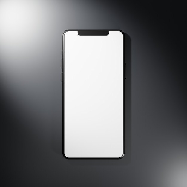 Smart phone mockup with spotlight on dark background