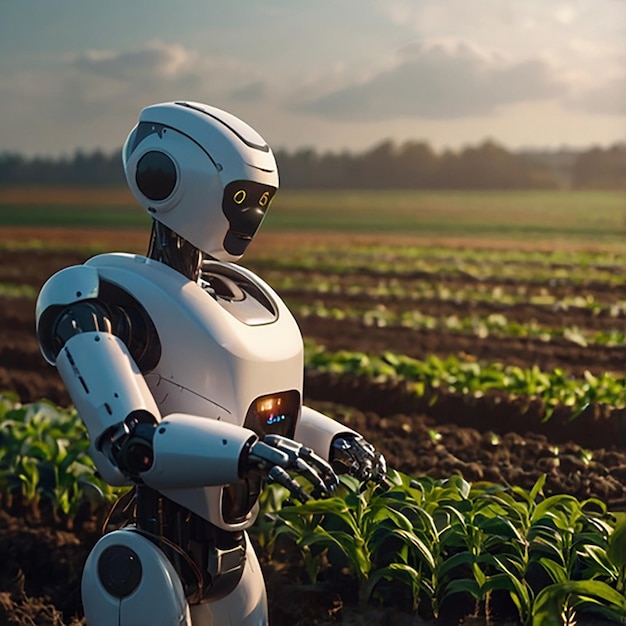 Smart robot farmer concept Advanced technology