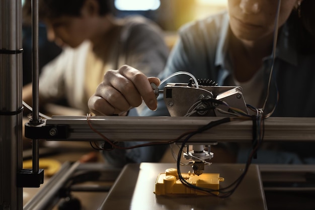 Smart students using a 3D printer