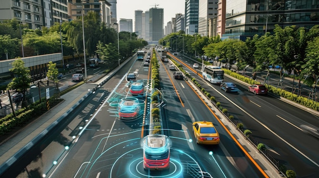 Photo smart systems enhancing transportation efficiency and safety ai generated