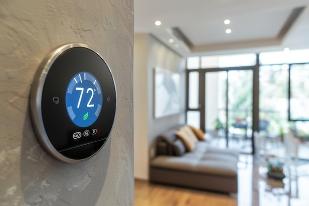 A smart thermostat adjusting temperature settings generative ai