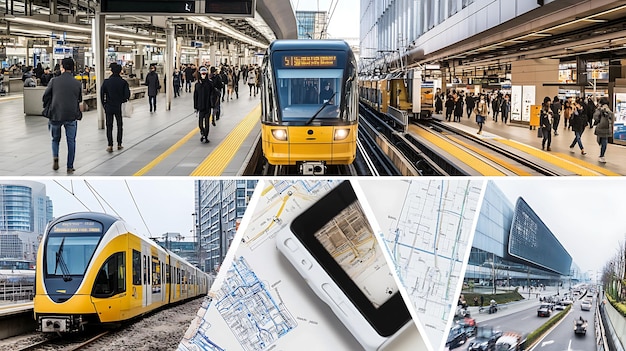 Photo smart transportation system ai urban planning visualized collage highlight optimized public transit