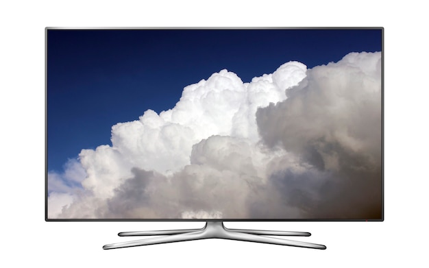 Smart tv isolated with rainy clouds on screen