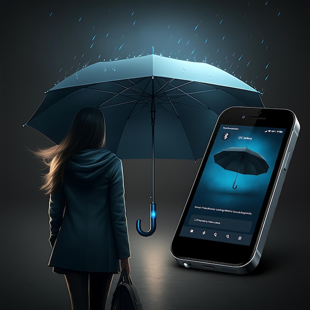 Photo smart umbrella with weather integration and app connectivity