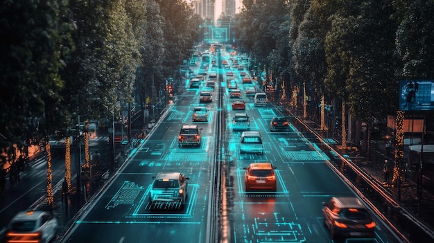 Smart Urban Infrastructure with AI Traffic Management City infrastructure where traffic flow is optimized by AI systems