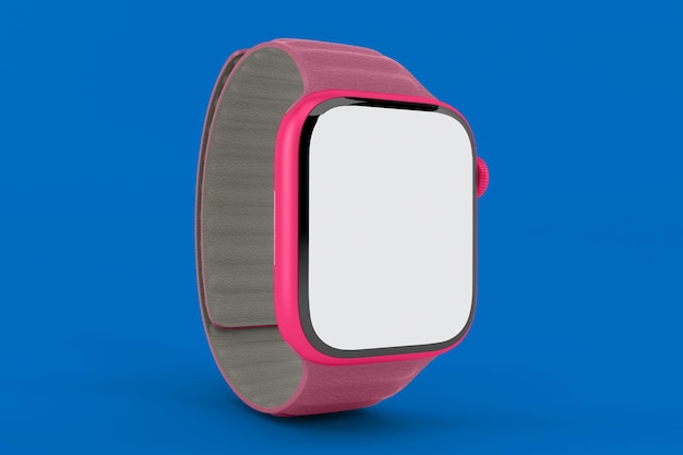 Smart Watch Left Side Isolated In Blue Background