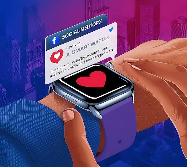 Photo smart watch social media concept