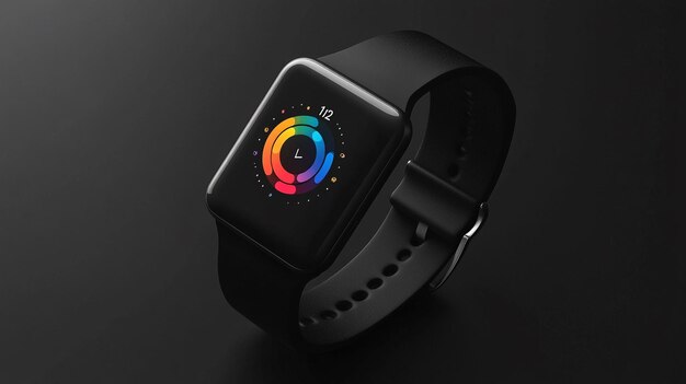 Photo a smart watch with a rainbow colored circle on the face