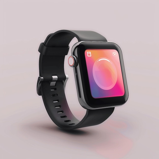 a smart watch with a red screen and the word smart on the screen