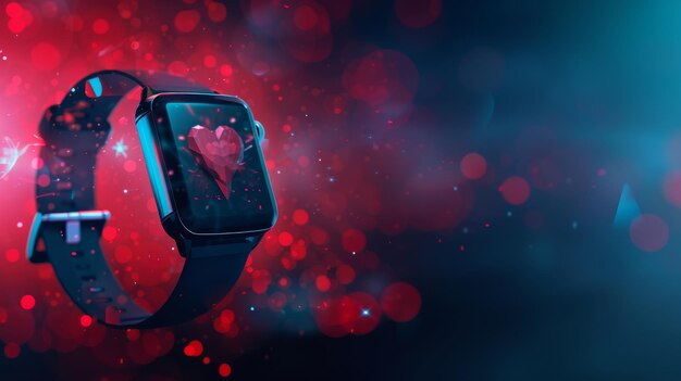 Photo smart watch with screen applications icons heart