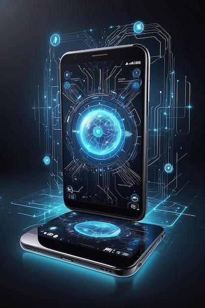 Photo smartphone artificial intelligence futuristic communication network technology