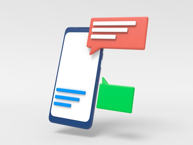 Smartphone chat 3D icon messaging with a phone symbol