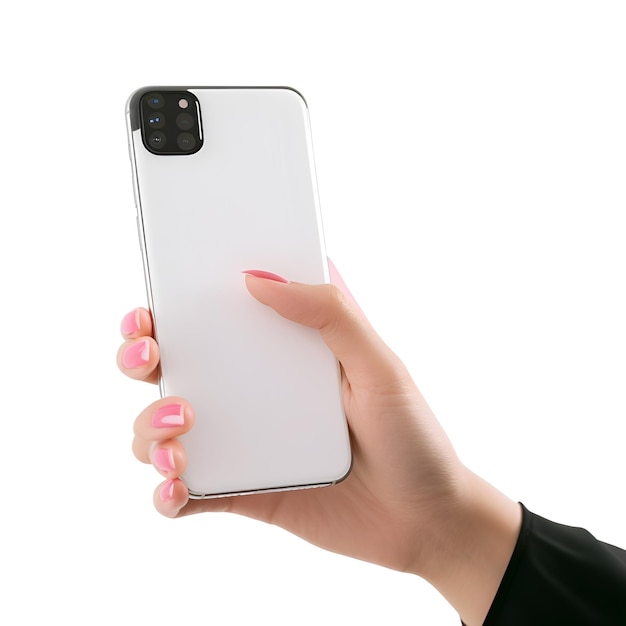 Smartphone in female hand isolated on white background clipping path included