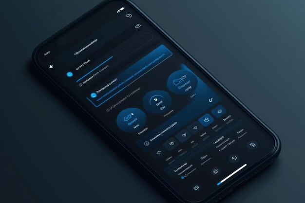 Photo smartphone interface with blue elements