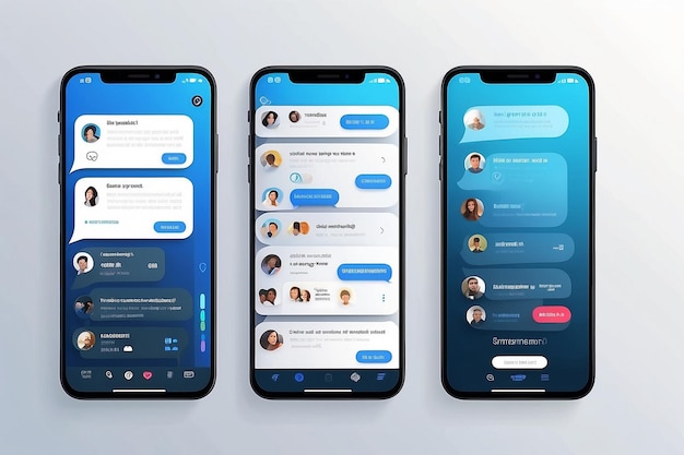 Photo smartphone and messenger ui template social communication and messengers app in mobile