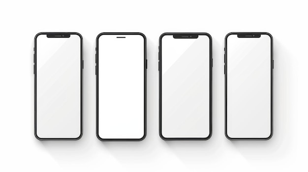 smartphone mockup white screen mobile phone vector Isolated on White Background phone different angles views Vector illustration ar 169 Job ID e33857a5538c4e72b2ff521b682da55d