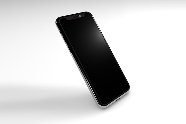 Smartphone mockup with black screen in a minimalist 3D set for graphic designers