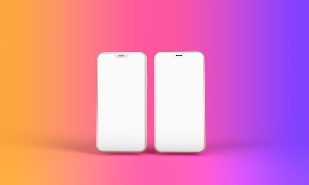 Smartphone mockup with blank white screen and bright background d render