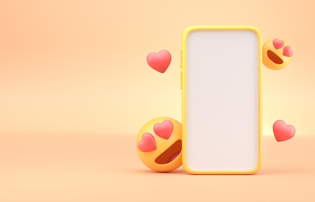 Smartphone with 3D Emojis 3D Render