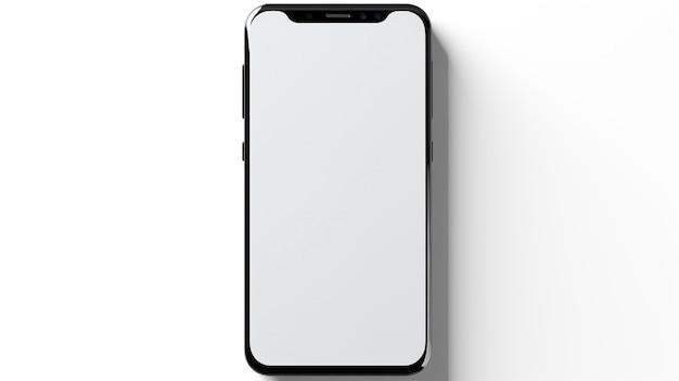 Smartphone with a blank screen on a white background