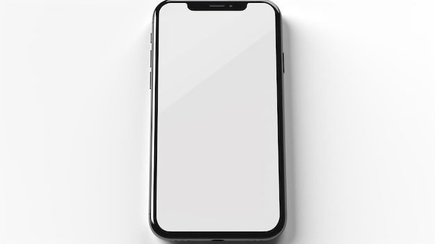 Smartphone with a blank screen on a white background