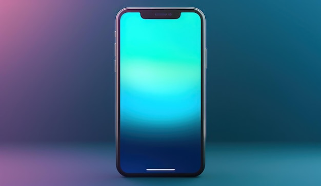 Smartphone with colorful screen on a plain background 3d rendering