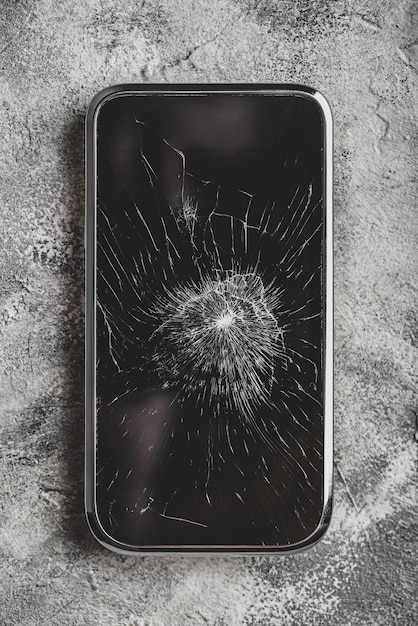 Smartphone with cracked screen