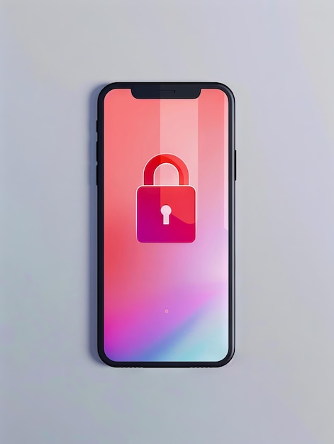 Photo a smartphone with a padlock on the screen