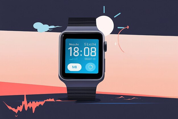 Photo smartwatch alarm flat illustration