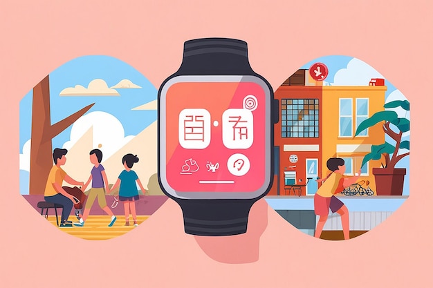 Photo smartwatch alarm flat illustration