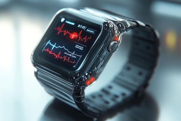 Smartwatch Displaying Heart Rate and Time