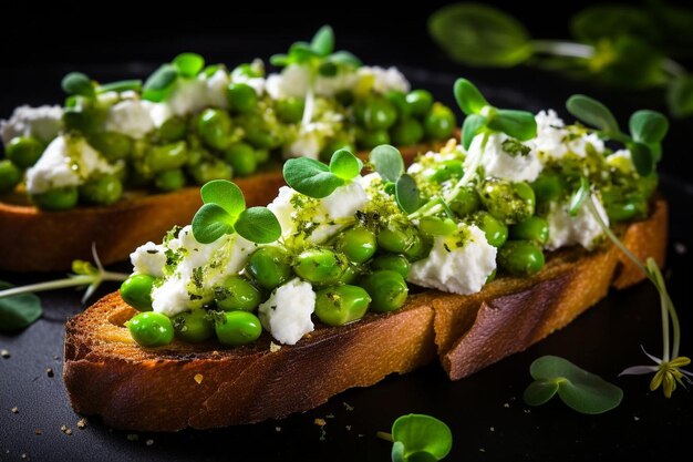 Smashed Pea Mint Bruschetta delicious Bruschetta food image photography