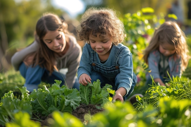 A smile children is gardening in spring