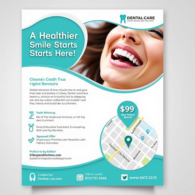 Photo smile dental clinic flyer mockup design