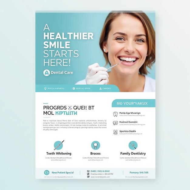 Photo smile dental clinic flyer mockup design