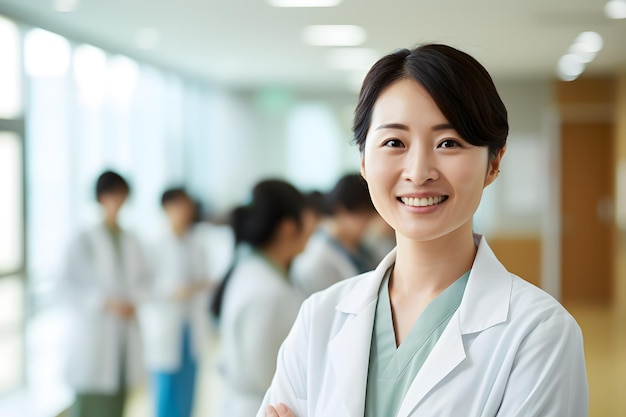 smile doctor in hospital blur background