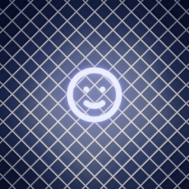 Smile emoticon sign neon effect render