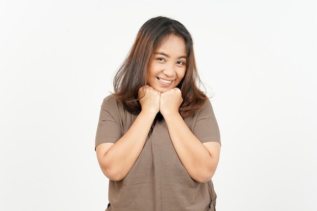 Smile and looking to camera of Beautiful Asian Woman Isolated On White Background