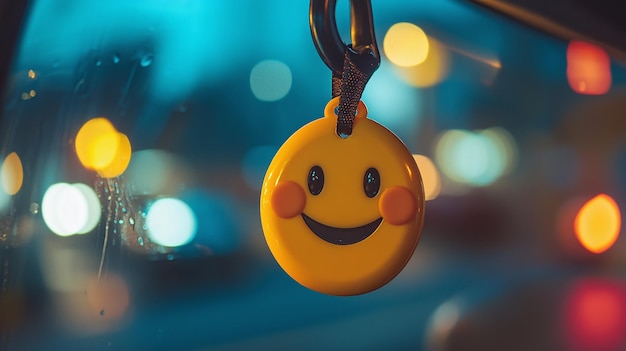 Photo smiley air freshener capturing joyful moments in the car