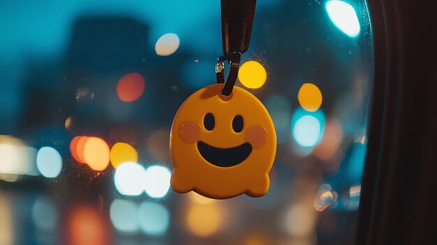 Photo smiley air freshener capturing joyful moments in the car