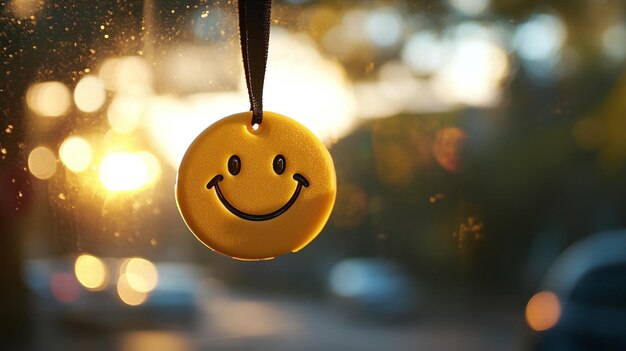 Photo smiley air freshener capturing joyful moments in the car