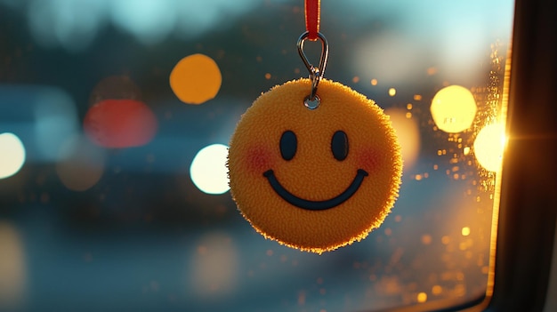 Photo smiley air freshener capturing joyful moments in the car