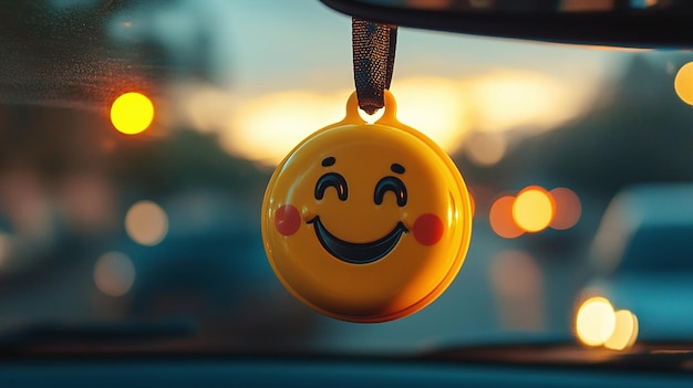 Photo smiley air freshener capturing joyful moments in the car