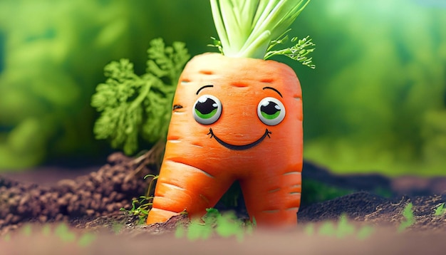 A Smiley Cute Carrot in A Garden World Smile Day