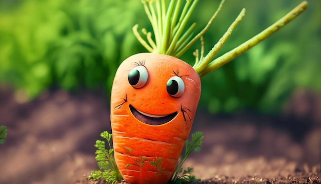 A Smiley Cute Carrot in A Garden World Smile Day